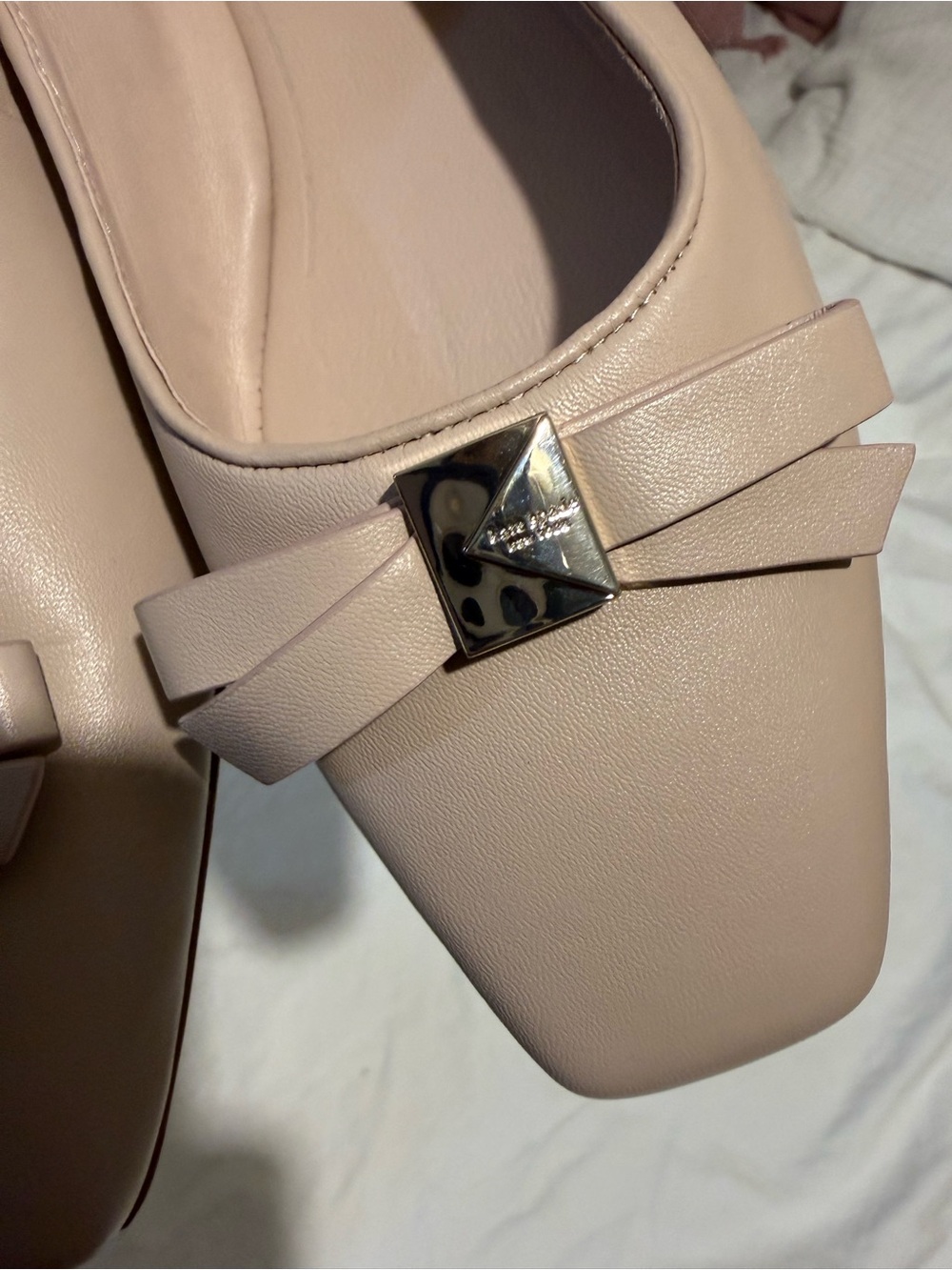 kate spade Blush Pink Bow Loafers with Logo Accent